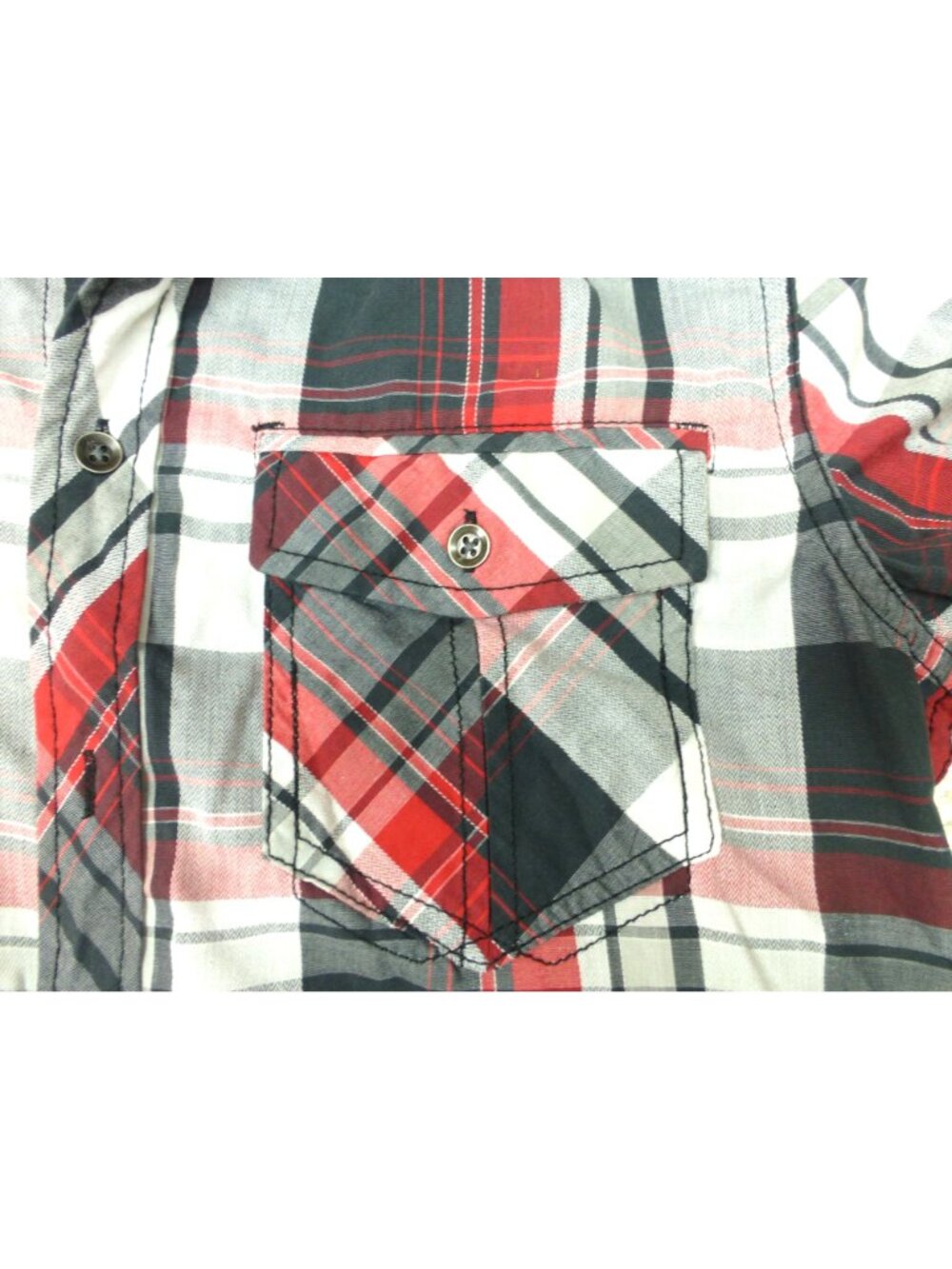 Rock & Republic Mens Red & Black Plaid Button-Up Long Sleeve Shirt Easy-Care Fab - Picture 8 of 13